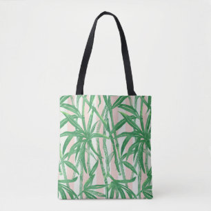 Bamboo Jungle Hawaiian Strip - Green Pink Beach Tasche