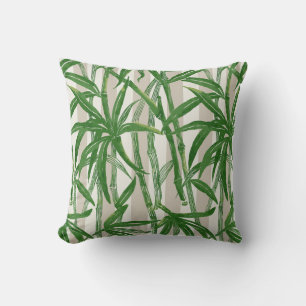 Bamboo Jungle Hawaiian Strip - Grün und Taupe Kissen