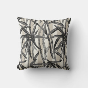 Bamboo Jungle Hawaiian Strip - Schwarz und Taupe Kissen