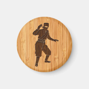 Bamboo-Look und gravierter cooler japanischer Ninj Magnet