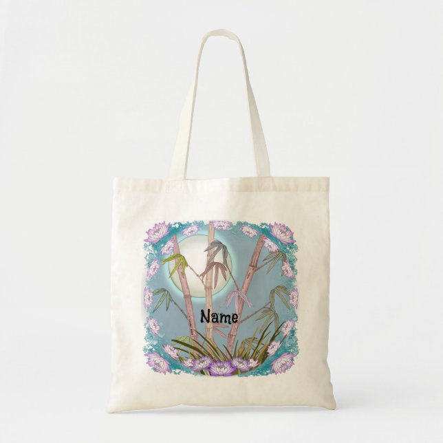 Bamboo Lotus Mond  Tragetasche (Vorne)
