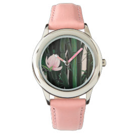 Bamboo magnolias - Custom Watch, Lederband Armbanduhr