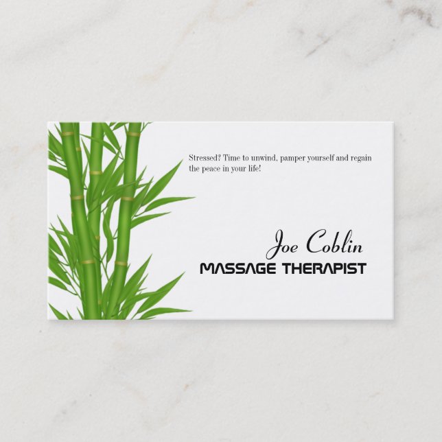 Bamboo Massage Therapeut Business Card Visitenkarte (Vorderseite)
