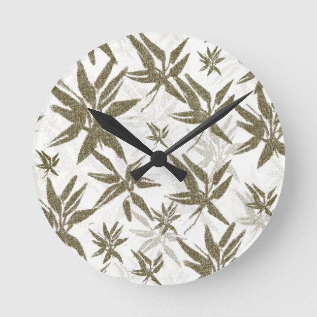 Bamboo on White Sheers - seamless surface pattern. Runde Wanduhr (Vorderseite)