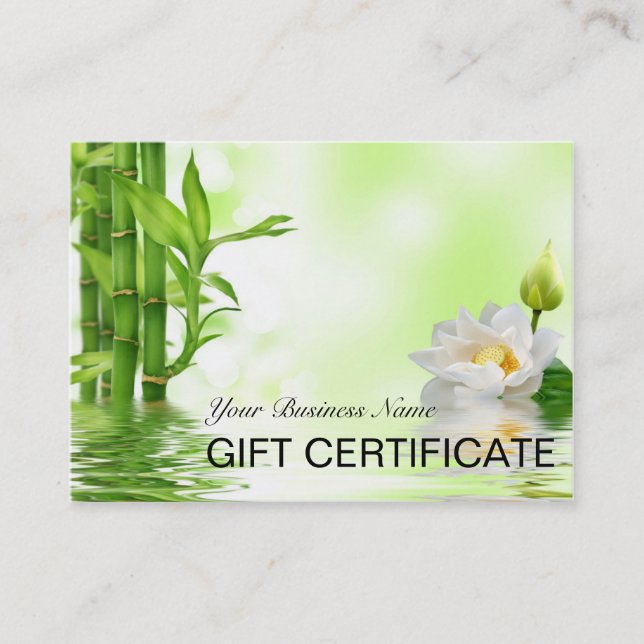 Bamboo Orchids Spa Salon Gift Certificate Rabattkarte (Vorderseite)