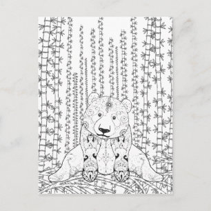 Bamboo Panda Doodle Postkarte