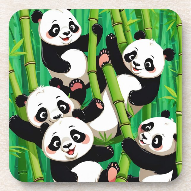 Bamboo Panda Getränkeuntersetzer (Vorderseite)