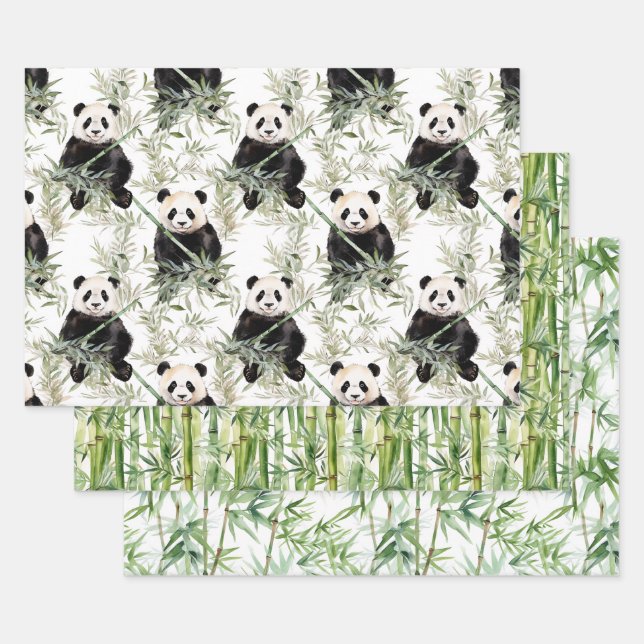 Bamboo Panda Packpapier Geschenkpapier Set (Set)