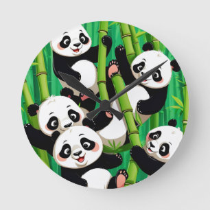 Bamboo Panda Runde Wanduhr