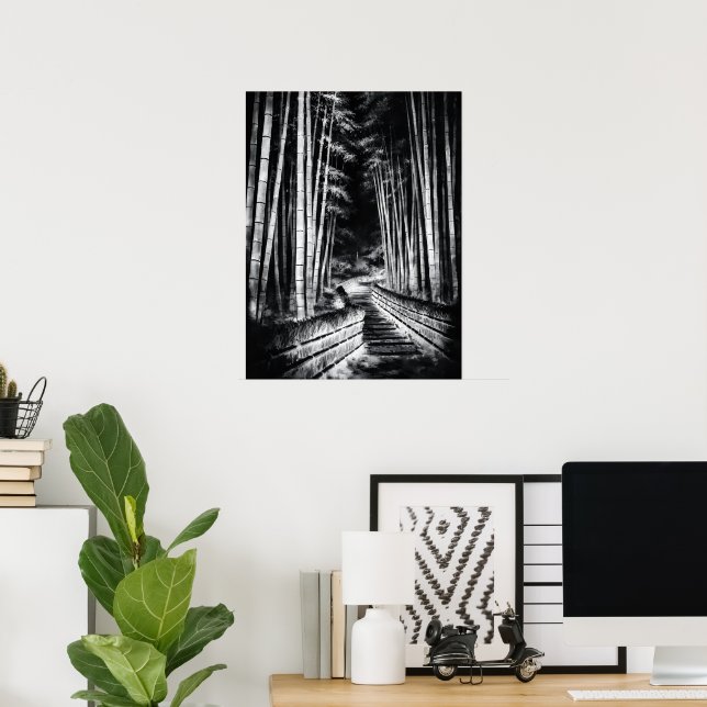 Bamboo Path at Night – Yin | Japanese Zen Wall Art Poster (Heimbüro)