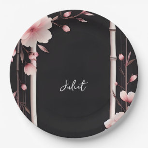 Bamboo Pink Sakura Cherry Blossom Brautparty Pappteller