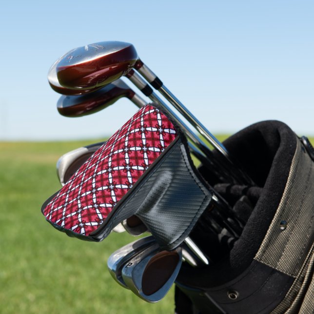 Bamboo Red Crosses Golf Headcover (In Situ)