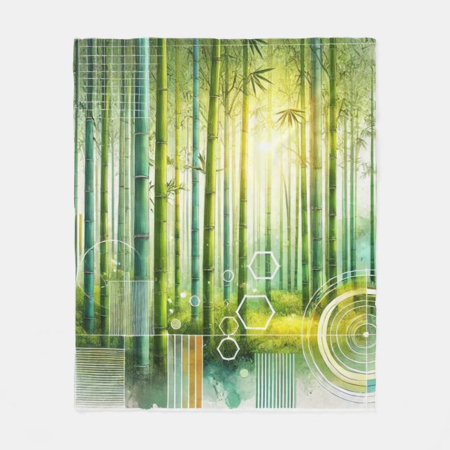 Bamboo Serenity Geometric Fleece Blanket (Vorderseite)
