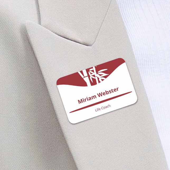 Bamboo Silhouette Life Coach Red & White Namensschild (Bamboo Silhouette Life Coach Red & White Name)