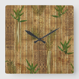 Bamboo Tapa Cloud Wall Clock Quadratische Wanduhr