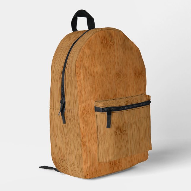 Bamboo Toast Holz Grain Look Bedruckter Rucksack (Rückseitige Ecke links)