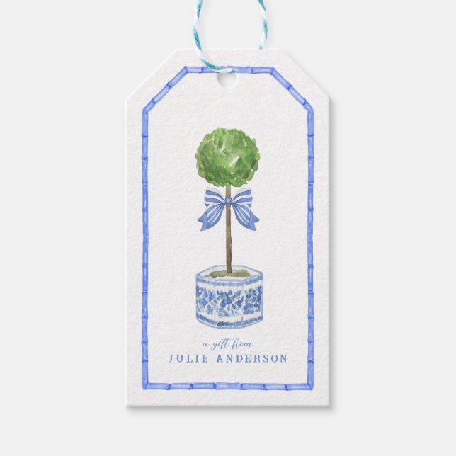 Bamboo Topiary Garden | Chinoiserie Geschenkanhänger (Vorderseite)