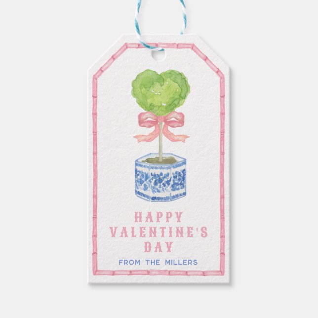 Bamboo Topiary Garden | Chinoiserie Valentine's Da Geschenkanhänger (Vorderseite)