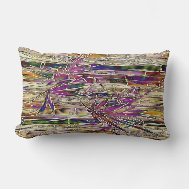 Bamboo Tree Digitales Gemälde Original Kunsttischl Lendenkissen (Vorderseite)