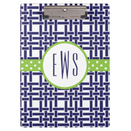 Bamboo und Grosgrain Mit Monogramm Zwischenablage Klemmbrett