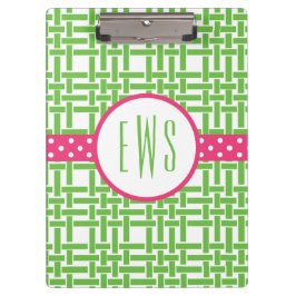 Bamboo und Grosgrain Mit Monogramm Zwischenablage Klemmbrett