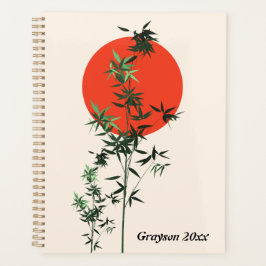 Bamboo und Red Sun auf Tan Hintergrund Planer