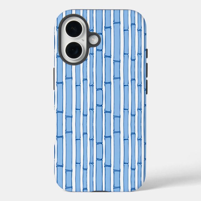 Bambooey Bamboo Stripe in Blue Porcelain iPhone 16 Hülle (Rückseite)