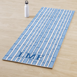 Bambooey Bambusstreifen in Blau Personalisiert Yogamatte