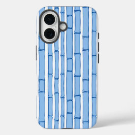 Bambooey Bambusstreifen in Blau Porzellan iPhone 16 Hülle