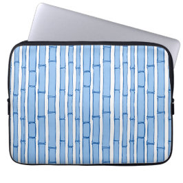 Bambooey Bambusstreifen in Blau Porzellan Laptopschutzhülle