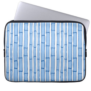 Bambooey Bambusstreifen in Blau Porzellan Laptopschutzhülle
