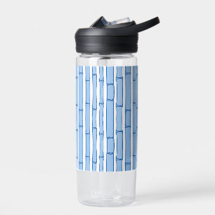 Bambooey Bambusstreifen in Blau Porzellan Trinkflasche