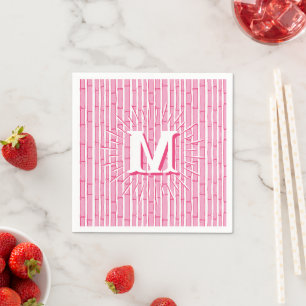 Bambooey Bambusstreifen in Rosa Personalisiert Serviette