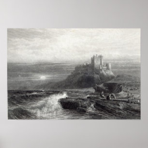 Bamborough Schloss, graviert von S. Bradshaw Poster