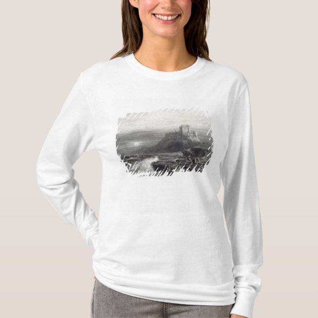Bamborough Schloss, graviert von S. Bradshaw T-Shirt (Vorderseite)