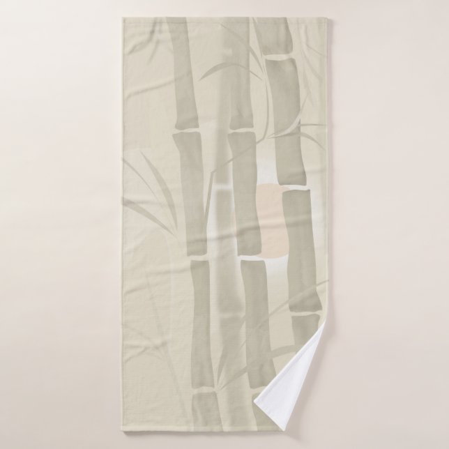 Bambou, arrière - plan beige (Serviette de bain)