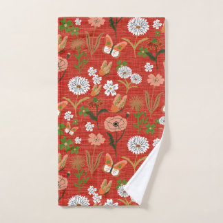 Bambou brut Shamrocks floraux papillons en rouge