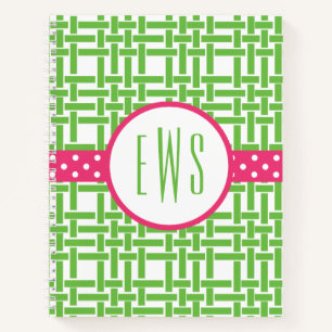 Bambou et Carnet spiral monogrammé à grains de gra
