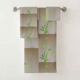 Bambou vert sur carreaux de teinte Contemporain