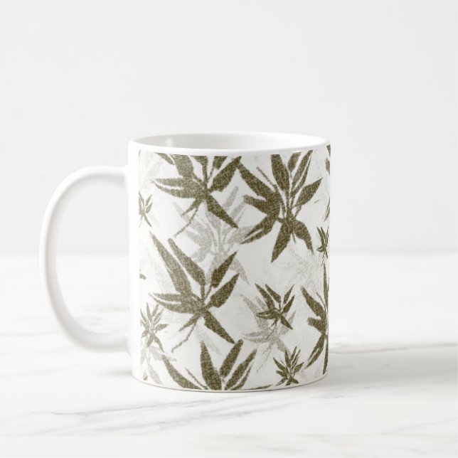 Bambus auf weißen Blechen - nahtlose Oberflächenmu Kaffeetasse (Links)