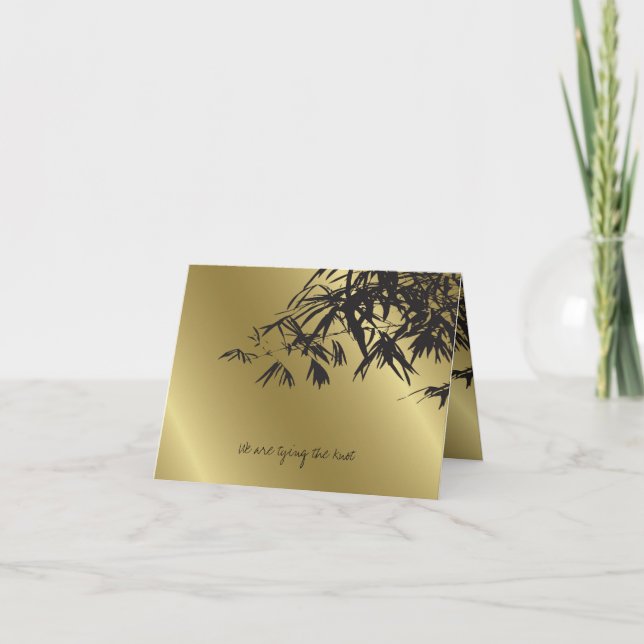 Bambus  Black Gold Hochzeitskarte Einladung (Vorderseite)