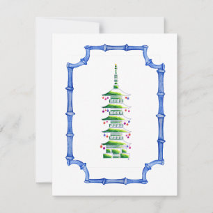 Bambus-Chinoiserie-Pagode-Christbaum Mitteilungskarte