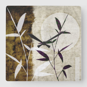 Bambus-Herbstlaub Quadratische Wanduhr