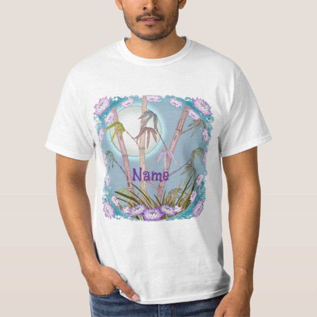 Bambus Lotus Mond  T-Shirt (Vorderseite)