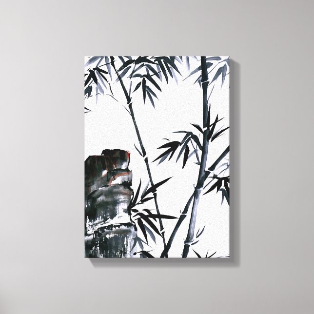 Bambus mit Stone Leinwanddruck (Vorderseite)