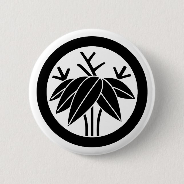 Bambus mit Wurzel im Kreis Button (Vorderseite)