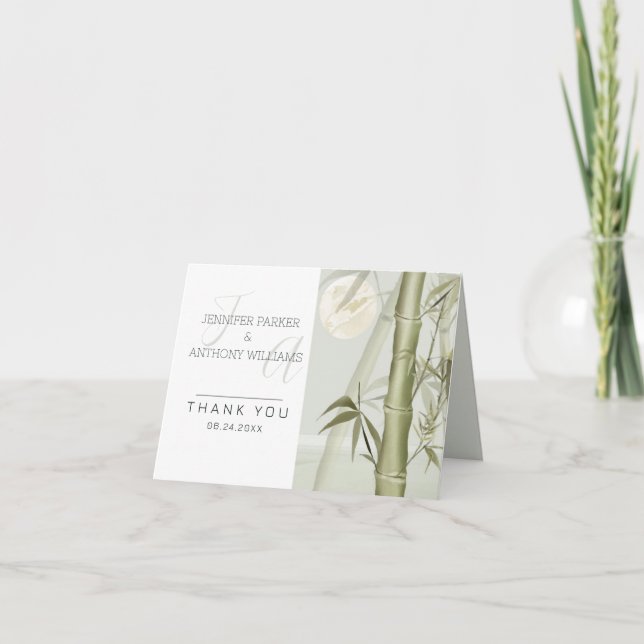 Bambus-Pflanze & Kranvorführung Dankeskarte (Vorderseite)
