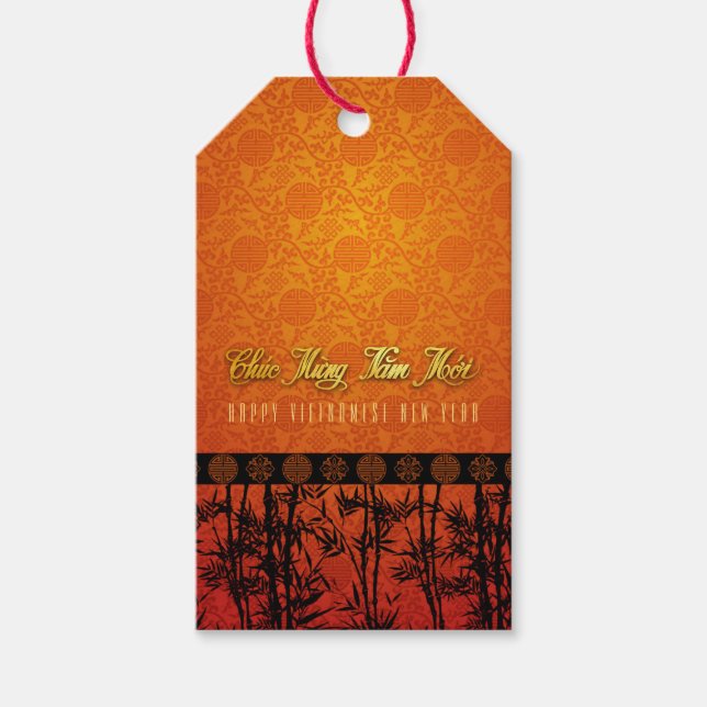 Bambus Silhouette Vietnamesisch Neujahr Geschenkanhänger (Vorderseite)