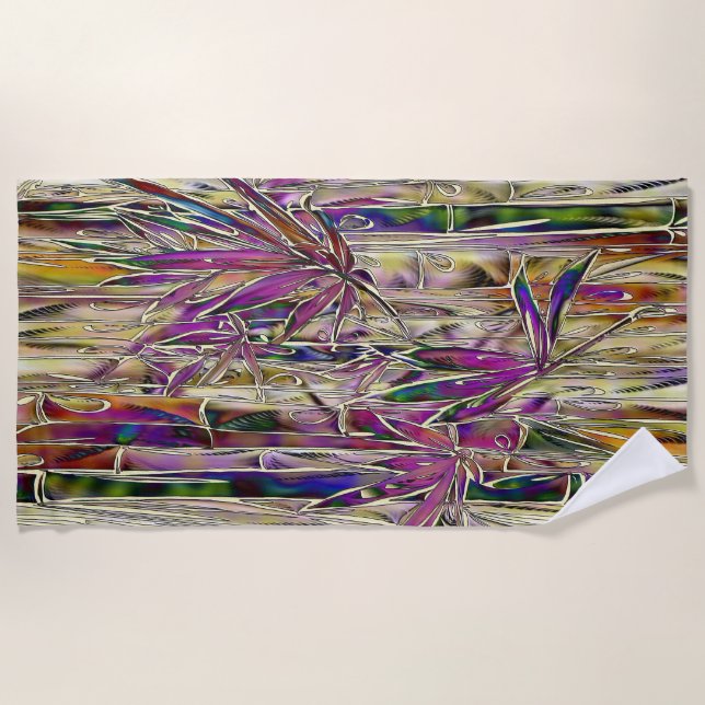 Bambus Tree Digital Malerei Original Beach Handtuc Strandtuch (Vorderseite)