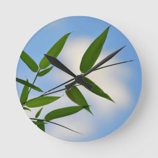 Bambus und Blue Sky Clock Runde Wanduhr